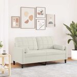 vidaXL Canapé 2 places avec oreillers décoratifs crème 140 cm velours