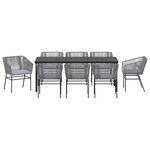 vidaXL Ensemble de salle à manger de jardin 9 pièces avec coussins gris en poly rotin