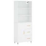 vidaXL Buffet haut Blanc 69 5x34x180 cm Bois d'ingénierie