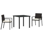 vidaXL Ensemble de salle à manger pour jardin 3 Pièces Noir