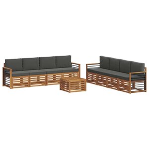 vidaXL Ensemble de canapés d'extérieur 9 pc Naturel et Anthracite