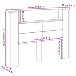 vidaXL Tête de lit Gris béton 140 x 16 5 x 103 5 cm Bois d'ingénierie