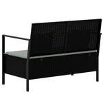 vidaXL Banc de Jardin à 2 Places avec Coussins Noir Résine Tressée