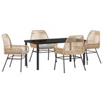 vidaXL Ensemble de salle à manger de jardin 5 pièces avec coussins Marron Rattan Poly