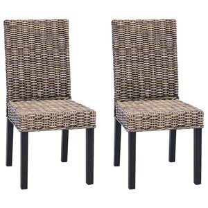 vidaXL Chaise de salle à manger 2 Pièces Noir Blanchi 45 x 54 x 93 cm