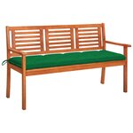 vidaXL Banc de jardin 3 places avec coussin 150 cm Bois d'eucalyptus