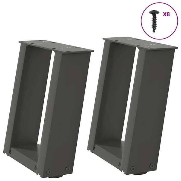 vidaXL Pieds de table basse en U 2 pièces Anthracite 30 x (30-31) cm Acier