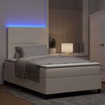 vidaXL Lit à ressort LED avec tête de lit Crème et Blanc 120 x 190 cm