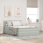 vidaXL Lit de rangement LED avec matelas Gris clair 140 x 190 cm