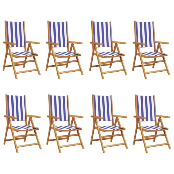 vidaXL Chaises inclinables de jardin lot de 8 tissu et bois massif