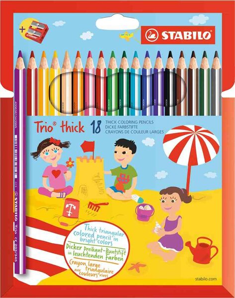 Etui de 18 Crayons de couleur Trio Large + Taille crayon STABILO