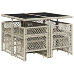 vidaXL Ensemble à manger de jardin et coussins 9 Pièces gris clair rotin