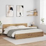vidaXL Cadre de lit Chêne artisanal 200 x 200 cm Bois d'ingénierie