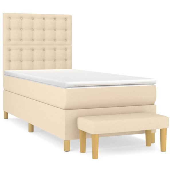 vidaXL Sommier à lattes de lit avec matelas Crème 100x200 cm Tissu