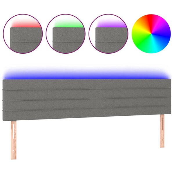 vidaXL Tête de lit à LED Gris foncé 180x5x78/88 cm Tissu