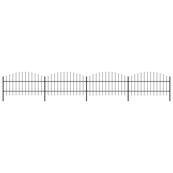 vidaXL Clôture de jardin à dessus en lance Acier (0 75-1)x6 8 m Noir