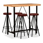 vidaXL Ensemble de bar 5 Pièces Bois d'acacia massif et cuir véritable