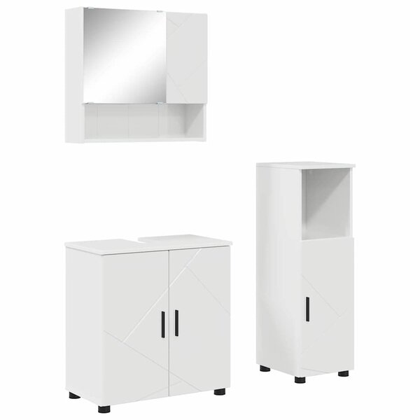 vidaXL Ensemble de mobilier de salle de bain 3 Pièces Blanc brillant