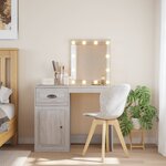 vidaXL Coiffeuse avec lumières LED sonoma gris 90x42x132 5 cm