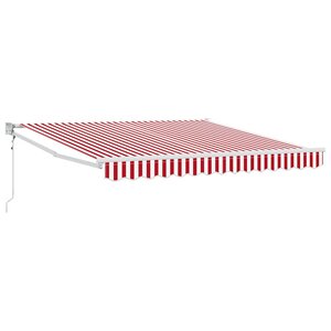 vidaXL Auvent Rétractable Rouge et blanc 350 x 250 cm tissu