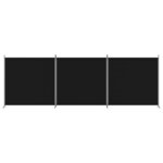 vidaXL Cloison de séparation 3 panneaux Noir 525x180 cm Tissu