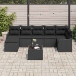 vidaXL Ensemble de canapé de jardin Noir polyrotin