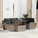 vidaXL Ensemble de canapé de jardin avec coussin 6 Pièces Gris Poly rotin