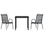 vidaXL Ensemble de salle à manger pour jardin 3 Pièces Noir