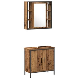 vidaXL Ensemble de mobilier de salle de bain avec étagère 2 Pièces Marron