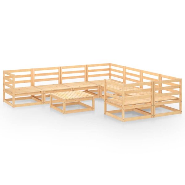 vidaXL Salon de jardin 9 Pièces bois de pin massif