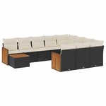vidaXL Salon de jardin 11 Pièces avec coussins noir résine tressée