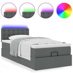 vidaXL Cadre de lit ottoman avec matelas gris foncé 90x190 cm tissu