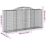 vidaXL Paniers à gabions arqués 15 Pièces 300x50x140/160 cm fer galvanisé