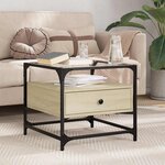 vidaXL Table basse et dessus en verre chêne sonoma 50x50x45 cm acier