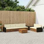 vidaXL Ensemble de canapés d'extérieur 7 pc Naturel et Crème Polyester