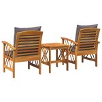 Ensemble de jardin 3 pièces vidaXL avec coussins en bois d'acacia massif