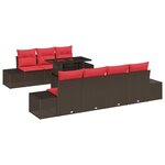 vidaXL Ensemble de canapé de jardin avec coussin 8 Pièces Marron et rouge