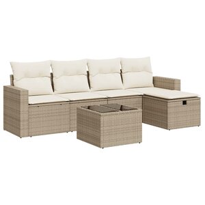 vidaXL Salon de jardin avec coussins 6 Pièces beige résine tressée