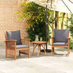 vidaXL Chaises de jardin avec coussins lot de 2 Bois d'acacia massif