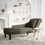 vidaXL Fauteuil long et coussin/accoudoir droit vert armée similicuir