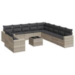 vidaXL Salon de jardin avec coussins 12 Pièces gris clair résine tressée