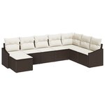 vidaXL Ensemble de 8 pièces de jardin avec coussins Marron Poly Rattan