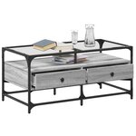 vidaXL Table basse avec dessus en verre sonoma gris 98 5x50x45cm acier