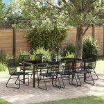 vidaXL Ensemble de salle à manger de jardin 9 pièces Noir Rattan PVC
