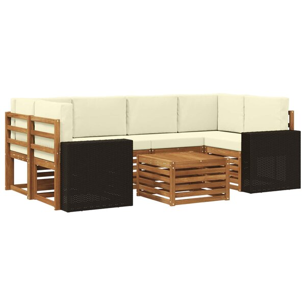 vidaXL Ensemble de canapés d'extérieur 7 pc Naturel et Crème