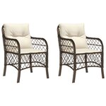 vidaXL Chaises de jardin avec coussins lot de 2 marron résine tressée