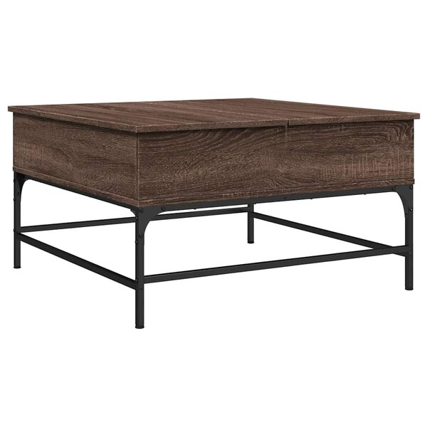 vidaXL Table basse chêne marron 80x80x45 cm bois d'ingénierie et métal
