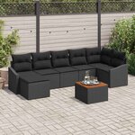 vidaXL Ensemble de canapé de jardin avec coussin 8 Pièces Noir Poly rotin