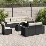 vidaXL Salon de jardin 9 Pièces avec coussins noir résine tressée