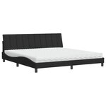 vidaXL Lit avec matelas Hanko noir 200x200 cm velours